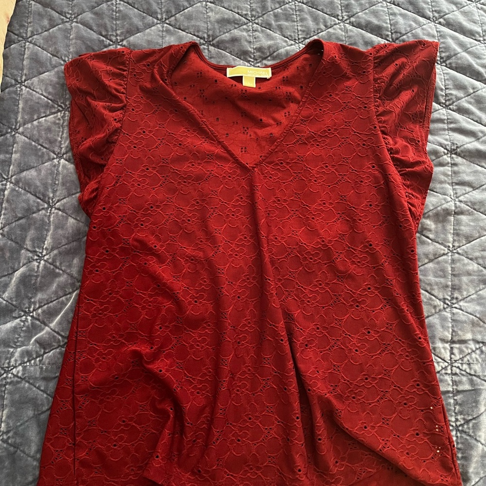 Michael Kors Red Lace Women's Top - Size L